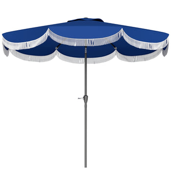 9FT Patio Umbrella, UPF 30+ Outdoor Market Umbrella with Crank, 8 Ribs, Push Button Tilt, Vented for Patio Deck Backyard Lawn, Navy Blue