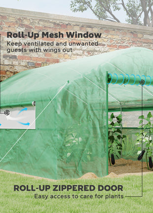13' x 10' x 6.5' Tunnel Greenhouse Hoop House with Upgraded Galvanized Steel Frame and Large Windows, Green