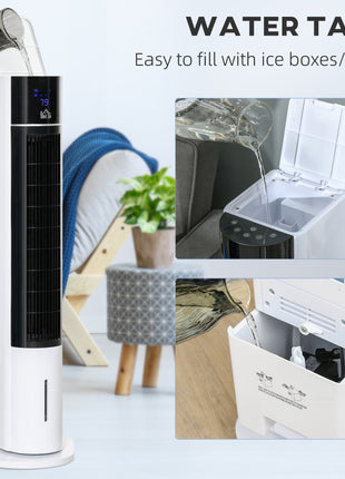42" 3-In-1 Air Cooler, 52° Oscillating Portable Swamp Cooler with Humidifier, 3 Modes, 3 Speeds, 12H Time, White