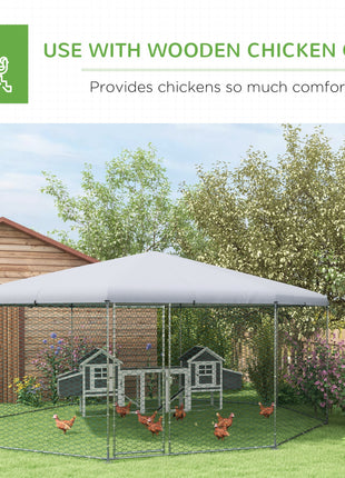 17.1 ft x 15.7 ft Chicken Run for 19-25 Chickens with Cover