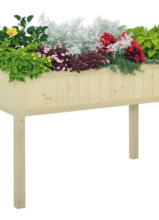 Raised Garden Bed Elevated Wooden Planter Box with Space-Saving Folding Design, Drainage Holes, & Inner Liner for Vegetable Fruit Herb Grow
