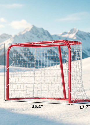 35" x 18" Street Hockey Goal, Easy Setup Hockey Net with Metal Frame, Lightweight & Portable
