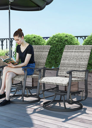 Wicker Rattan Swivel Patio Glider Chair Set of 2, Outdoor Glider Chair with Steel Frame, High Back, Armrests, Yellow