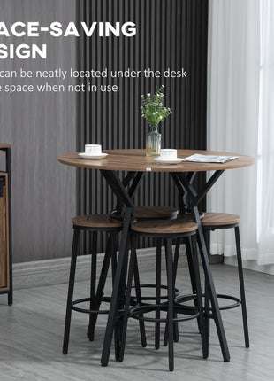 5-Piece Bar Table and Chairs Set, Space Saving Dining Table & 4 Stools