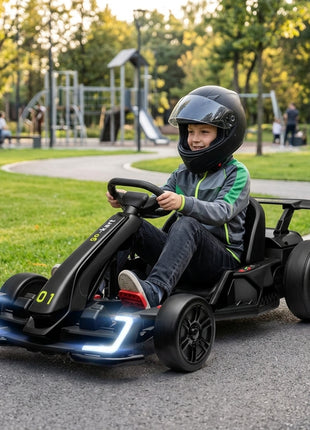 24V 7.5 MPH Electric Go Kart with Adjustable Seat, Slow Start, Black