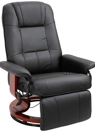 Faux  Leather lounge chair with footrest and armrest, Manual Swivel Recliner for living room, Black