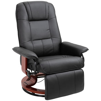 Faux  Leather lounge chair with footrest and armrest, Manual Swivel Recliner for living room, Black