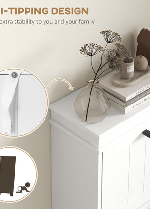 Modern Shoe Storage Cabinet with 3 Flip Drawers for 15 Pairs, Narrow Shoe Organizer for Entryway, Hallway, White
