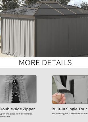 9.84' x 9.84' Gazebo Sidewall Set with Hooks/C-Rings, Gray