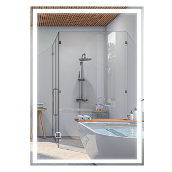 32" x 24" Bathroom Mirror with LED Lights, Dimmable Makeup Mirror, Vanity Mirror with 3 Colors, Smart Touch