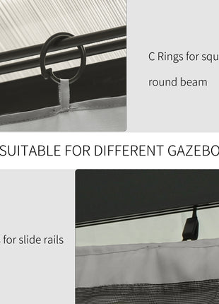 9.84' x 9.84' Gazebo Sidewall Set with Hooks/C-Rings, Gray