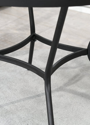35" Round Outdoor Patio Bistro Dining Table, French Cafe Style, Conversation Space, Fast Drying Metal Mesh Tabletop for Garden, Backyard, Poolside, Black