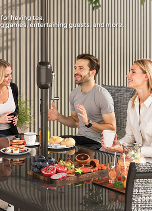 8 Pieces Patio Furniture Set with 9Ft Patio Umbrella, Outdoor Dining Table and Chairs, Mixed Gray