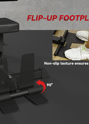 Lat Pull Down Machine, High / Low Pulley Machine with Adjustable Seat and Flip-Up Footplate, Black