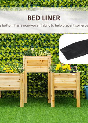 Raised Garden Bed Set of 3, Wooden Elevated Planter Box with Legs and Bed Liner, for Backyard and Patio to Grow Vegetables, Herbs, and Flowers, Natural