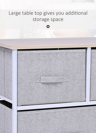40" L 5 Drawer Horizontal Storage Cube Dresser Unit Bedroom Organizer Living Room Shelf Tower with Fabric Bins, Light Gray
