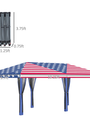 10'x20' Pop Up Party Tent Gazebo Wedding Canopy with 6 Sidewalls, American Flag