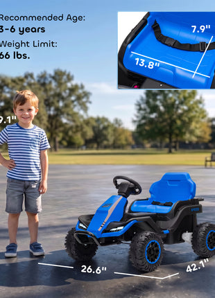 24V Kids Electric Ride On Car with Dual Motors, Remote Control, 4-Wheel Suspension, Soft Start for 3-6 Years, Blue