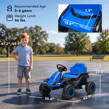 24V Kids Electric Ride On Car with Dual Motors, Remote Control, 4-Wheel Suspension, Soft Start for 3-6 Years, Blue