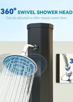 7.1FT Slolar Heated Outdoor Shower, 9.2 Gallon Outdoor Solar Shower for Backyard, Poolside, Beach, Spa