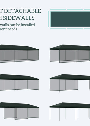 10' x 28' Party Tent, Outdoor Wedding Canopy & Gazebo with Removable Sidewalls, Shade Shelter for Events, BBQs, Green