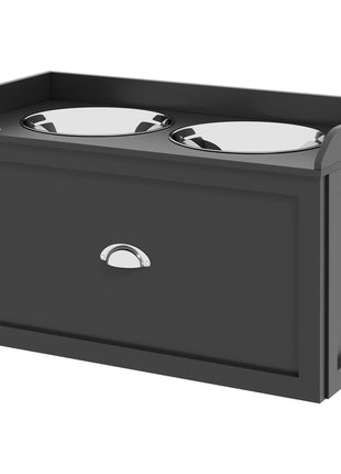 Pet Feeding Station Pet Dish Bowl Set with Storage, 2 Elevated Dog Bowls for Large Sized Dogs, Black
