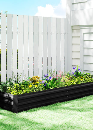 95" x 36" x 12" Galvanized Raised Garden Bed, Easy DIY and Cleaning for Growing Flowers, Herbs, Succulents, Black
