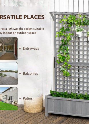 Wood Planter with Trellis for Vine Climbing, Raised Garden Bed, Privacy Screen for Backyard, Patio, Dark Gray