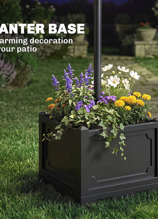 74.5" 3-head Solar Lamp Post Light with Planter, Solar Pole Lights Outdoor Waterproof LED Lighting for Backyard Pathway Patio Lawn Driveway Decor, Black