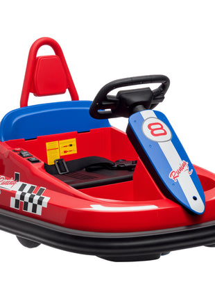 Bumper Car for Kids, 360° Rotation 6V Electric Ride On Bumper, Red