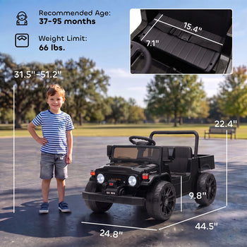 Licensed Toyota Pickup Ride on Truck, 24V Kids Electric Car with Dual Motors, Up to 3.7MPH for Kids 3-8 Years Black