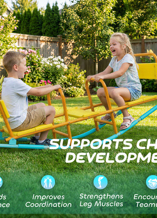 Teeter Totter Seesaw for Kids, 2 in 1 Metal Rocking Seesaw for Toddlers Age 3-8, Playground Equipment for Backyard