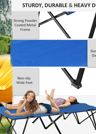 2 Person Folding Camping Cot for Adults, 50" Extra Wide Outdoor Portable Sleeping Cot with Carry Bag, Elevated Camping Bed, Beach Hiking, Blue