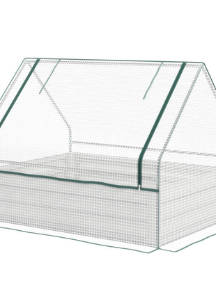 Raised Garden Bed, Outdoor Metal Planter Box with Mini Greenhouse, White and Silver