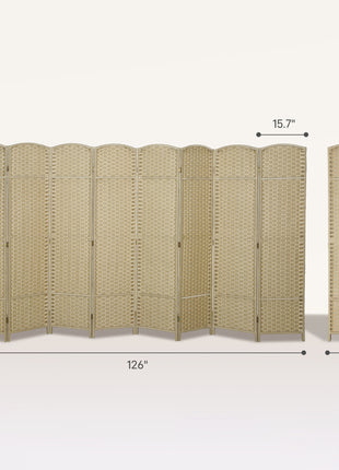 Folding Room Divider Screen 8 Panel 5.6 ' Tall Privacy Screen Freestanding Room Partition for Home Office, Beige