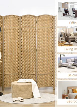 Folding Room Divider Screen 8 Panel 5.6 ' Tall Privacy Screen Freestanding Room Partition for Home Office, Nature Wood