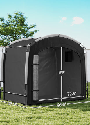 Bike Storage Shed Tent, Portable and Waterproof with 210D Oxford Fabric and Carry Bag for 3-4 Bicycles, Black
