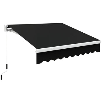 8' x 6.6' Patio Retractable Awning, Manual Exterior Sun Shade Deck Window Cover, Black