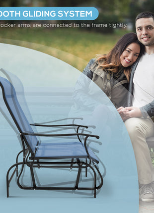 3-Piece Outdoor Gliders Set Bistro Set with Steel Frame, Tempered Glass Top Table for Patio, Garden, Light Blue