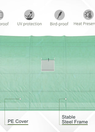 10' x 5' x 7' Lean to Greenhouse, Walk-In Green House, Plant Nursery with 2 Roll-up Doors and Windows, PE Cover and 3 Wire Shelves, Green