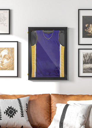 24" x 32" Acrylic Shadow Box Frame, UV-Resistant Jersey Display Case with T-shirt Hanger and 2 Keys, Black