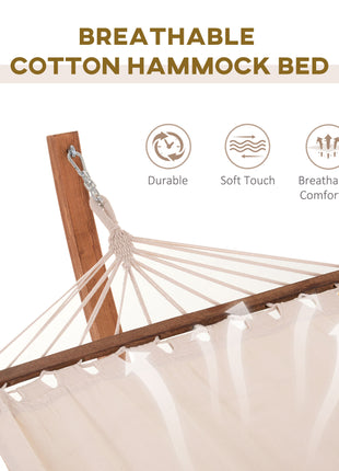 10' Wood Outdoor Hammock, Hammock with Stand Rainbow Bed, Heavy Duty Roman Arc Hammock for Single Person for Patio Backyard Balcony Porch, White