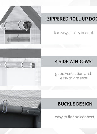 8' L x 6' W x 7' H Outdoor Walk-In Tunnel Greenhouse with Roll-up Windows, 2 Zippered Doors, & Weather Cover