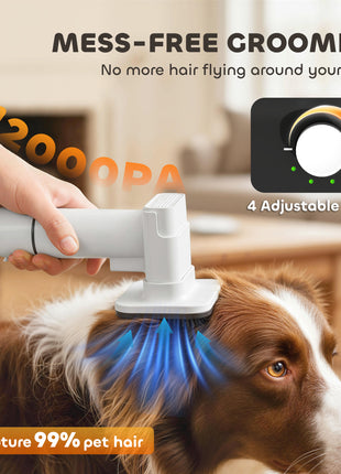 5 in 1 Dog Grooming Vacuum & Dryer w/ Clipper, 50dB Low Noise, Adjustable Speed & Temp, 1.8L Canister