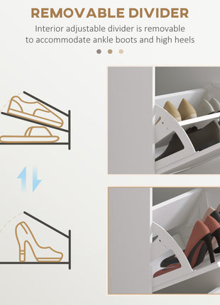 Modern Shoe Storage Cabinet with 3 Flip Drawers for 15 Pairs, Narrow Shoe Organizer for Entryway, Hallway, White