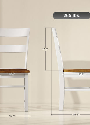 Farmhouse Dining Table Chairs, Set of 2 Rubber Wood Kitchen Table Chairs with Open Back for Living Room, Light Gray