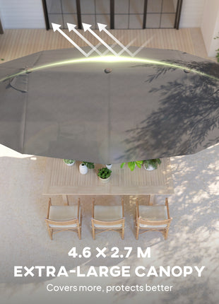 Extra Large 15 ft Patio Umbrella, Double-Sided Wide Outdoor Umbrella with Crank Handle and Air Vents for Backyard, Deck, Pool, Market, Gray