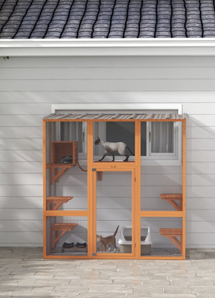 Catio Cat Window Box Outside Enclosure with Bridge Platforms