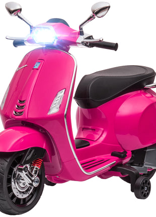 Vespa Licensed Kids Motorcycle 6V Toddler Motorcycle with Music, FM Radio, Headlight, Pink