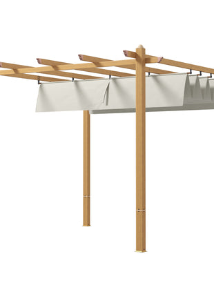 10' x 10' Retractable Pergola Canopy, Aluminum Pergola Sun Shade Shelter for Garden, Patio, Backyard, Deck, Cream